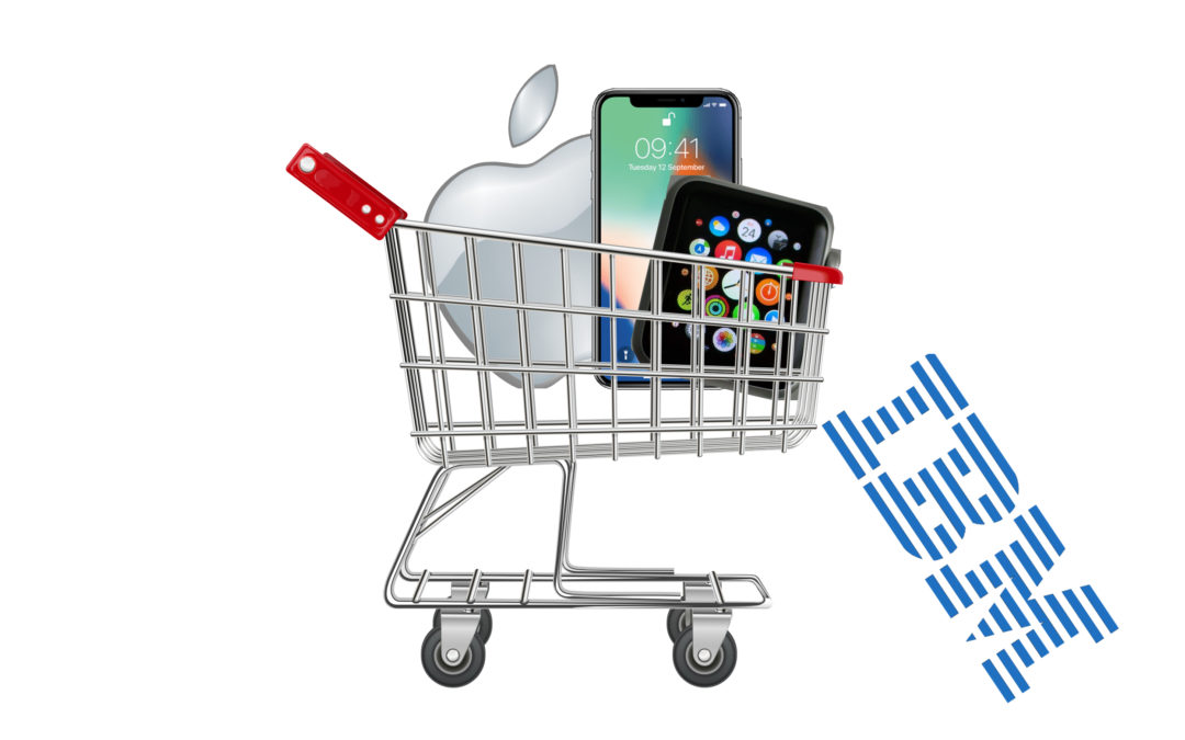 buffett loads shopping cart with apple