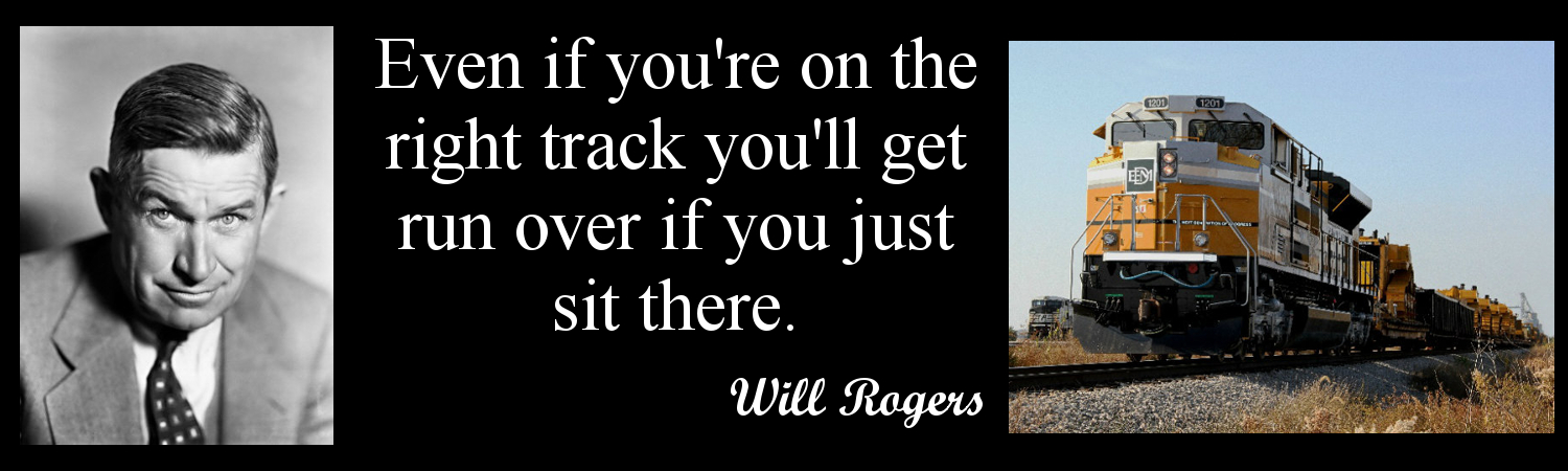 will rogers quote: Even if you're on the right track you'll get run over if you just sit there. 